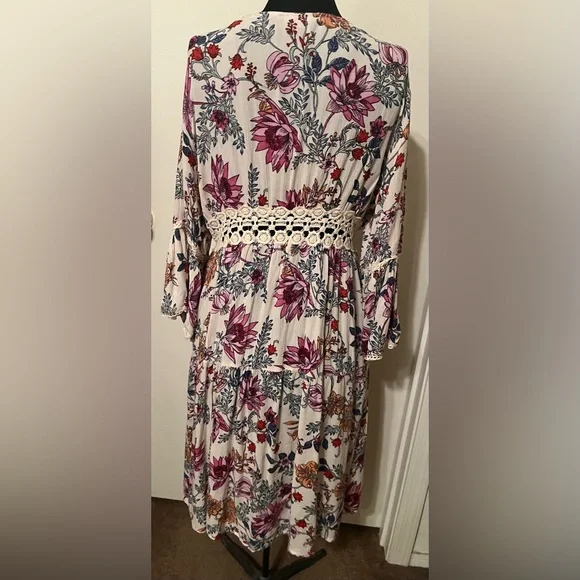 Angie Boho Multicolor Floral High-Low Blouse - Picture 2 of 4